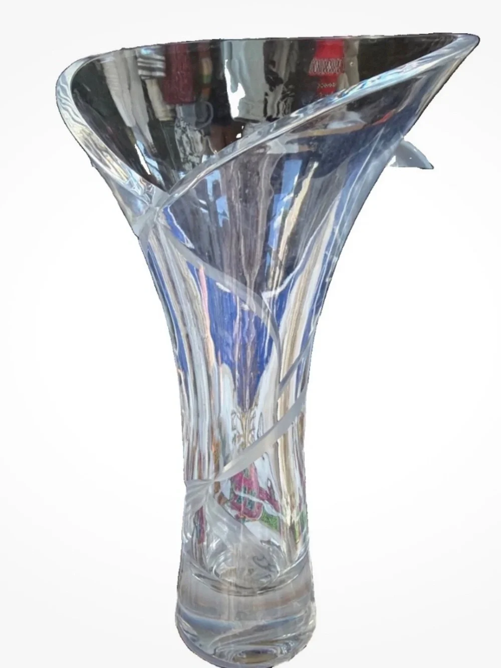 Vintage Mikasa curtain Call Lead Crystal 11” Flared Trumpet Vase Germany